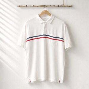 Vineyard Vines Mens XXL White Striped Short Sleeve Pocket Polo Shirt 1G011536